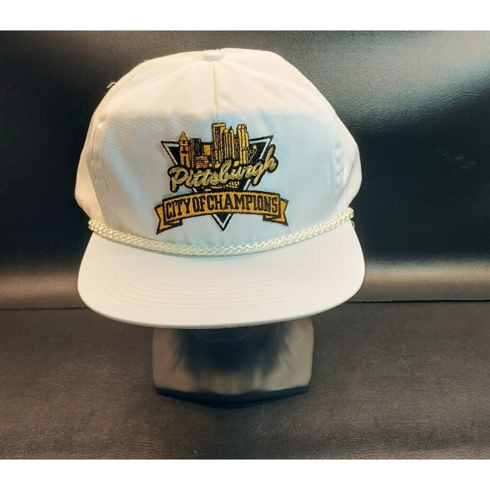 Vintage Pittsburgh City of Champions White Cord Bill Snapback Hat Cap